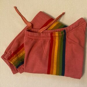 Aviator Nation Pink Joggers with Rainbow Stripes